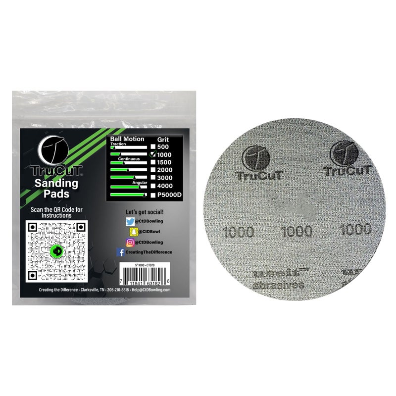 Creating the Difference TruCut Sanding Pads | Made Specifically for Bowling Balls | Resurfacing â€“ Surface Management (1000 Grit, 5 inch) - Image 1